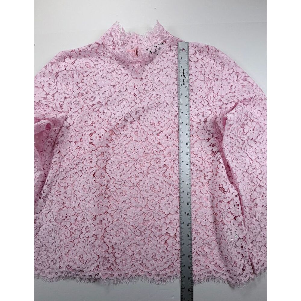 J.Crew Scalloped Lace Mockneck Top Pink Floral Lined Womens Size 12 Blouse NWOT - Picture 7 of 10